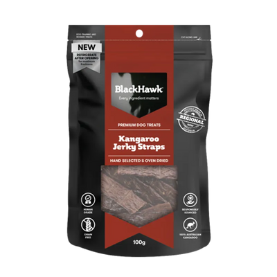 Black Hawk Dog Treats Kangaroo Jerky Straps 100G
