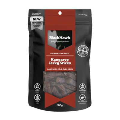 Black Hawk Dog Treats Kangaroo Jerky Sticks 100G