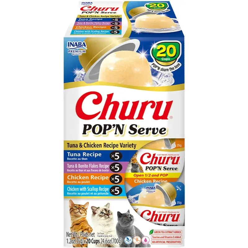 Inaba Cat Churu Pop N Serve Tuna & Chicken Variety 20Pk