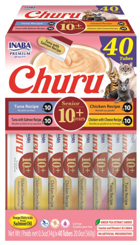 Inaba Cat Churu Puree Senior 10+ Chkn & Tuna Variety 40Pk