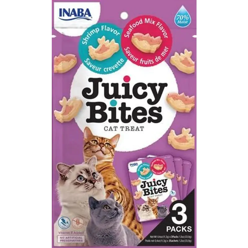 Inaba Cat Juicy Bites Shrimp & Seafood Mix 34G 6Pk(Om6)