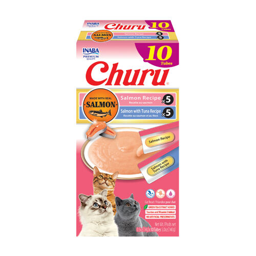 Inaba Cat Churu Puree Salmon Tuna Varieties 10Pk Box