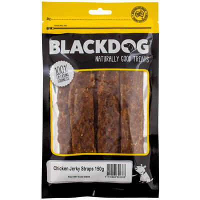 Black Dog Chicken Jerky Straps 150G Black Dog