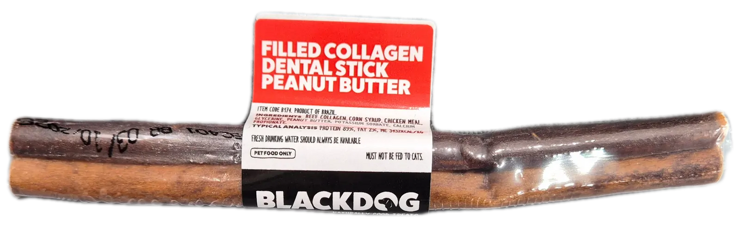 Black Dog Filled Collagen Sticks Pnut Butter 25Pk (Om25) Black Dog
