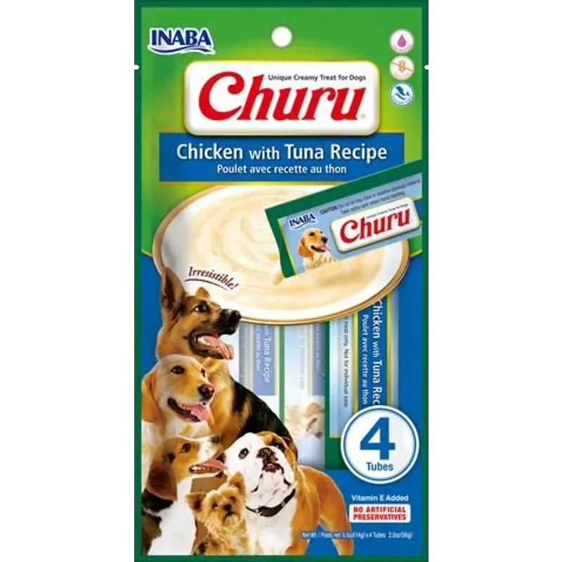Inaba Dog Churu Puree 4P Chicken With Tuna 56G 6Pk(Om6)