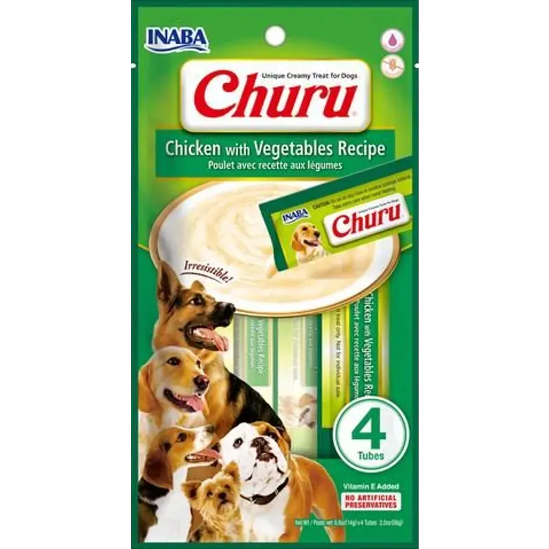 Inaba Dog Churu Puree 4P Chkn Veg 56G 6Pk (Om6)