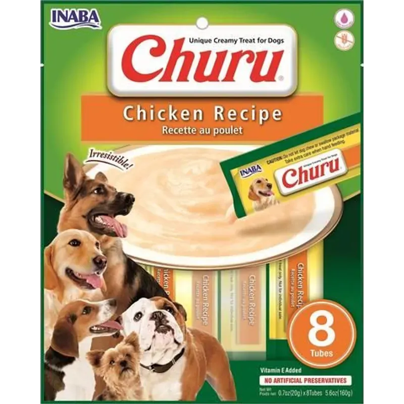 Inaba Dog Churu Puree 8P Chicken 160G 6Pk(Om6)