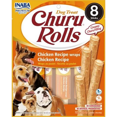 Inaba Dog Churu Rolls Chicken Wraps 96G 6Pk (Om6)
