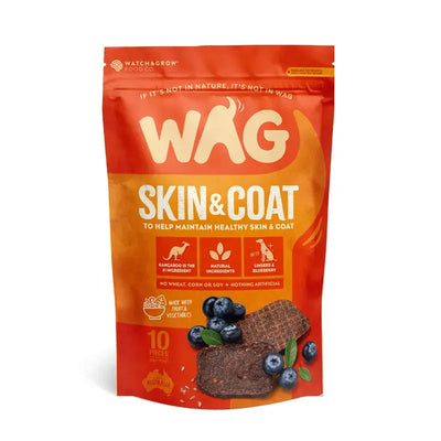 Wag Kangaroo Jerky Skin & Coat 10Pc Wag
