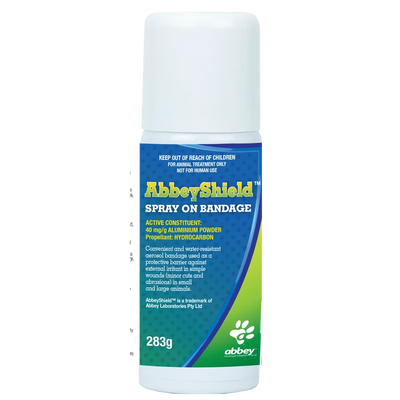 Abbey Shield Ideal Aerosol Bandage 75G Abbey Animal Health