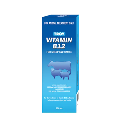 Troy Vitamin B12 Injection For Sheep & Cattle 500Ml Troy