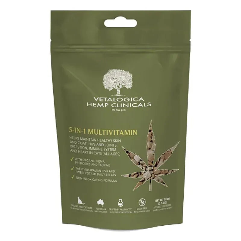 Vetalogica Hemp Clinicals 5In1 Multivit Cat Treats 100G Vetalogica