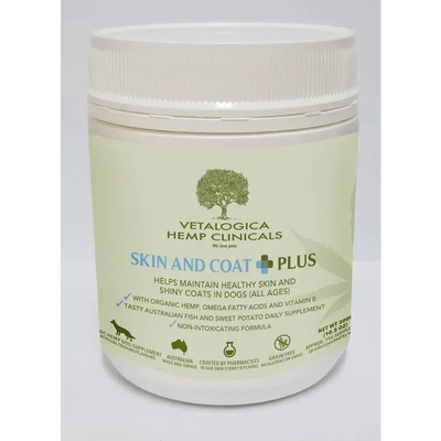 Vetalogica Hemp Clinicals Skin & Coat Plus Dog Supp 300G Vetalogica