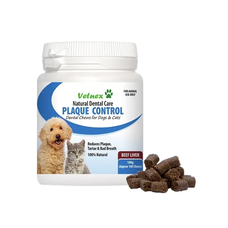Vetnex Plaque Control Chews Beef Liver For Dog & Cat 100G