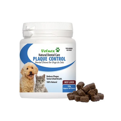 Vetnex Plaque Control Chews Beef Liver For Dog & Cat 100G