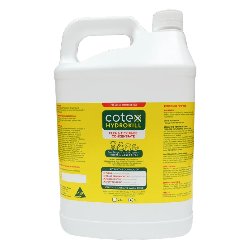 Cotex Hydrokill Flea & Tick Rinse Concentrate 5L
