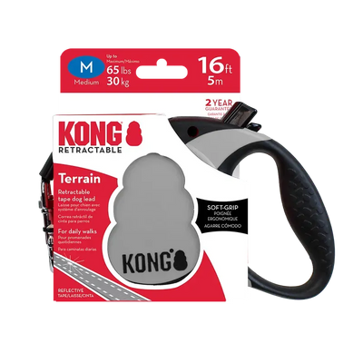 Kong Terrain Retractable Leash Grey Medium