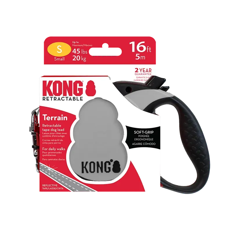 Kong Terrain Retractable Leash Grey Small