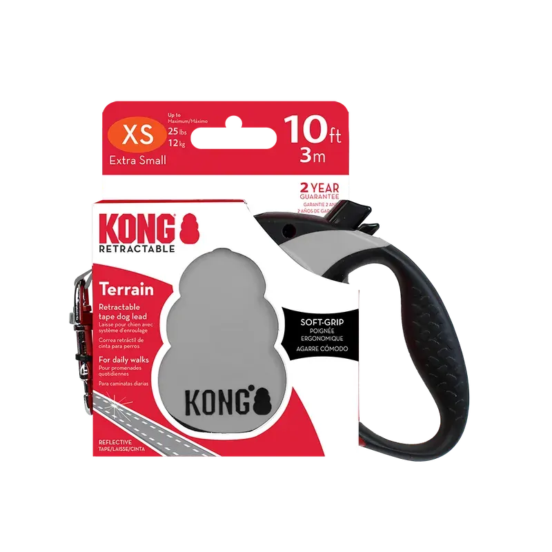 Kong Terrain Retractable Leash Grey Extra Small