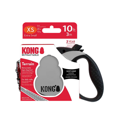 Kong Terrain Retractable Leash Grey Extra Small