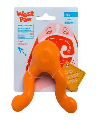 West Paw Tizzi Treat & Tug Toy for Tough Dogs - Small - Orange West Paw