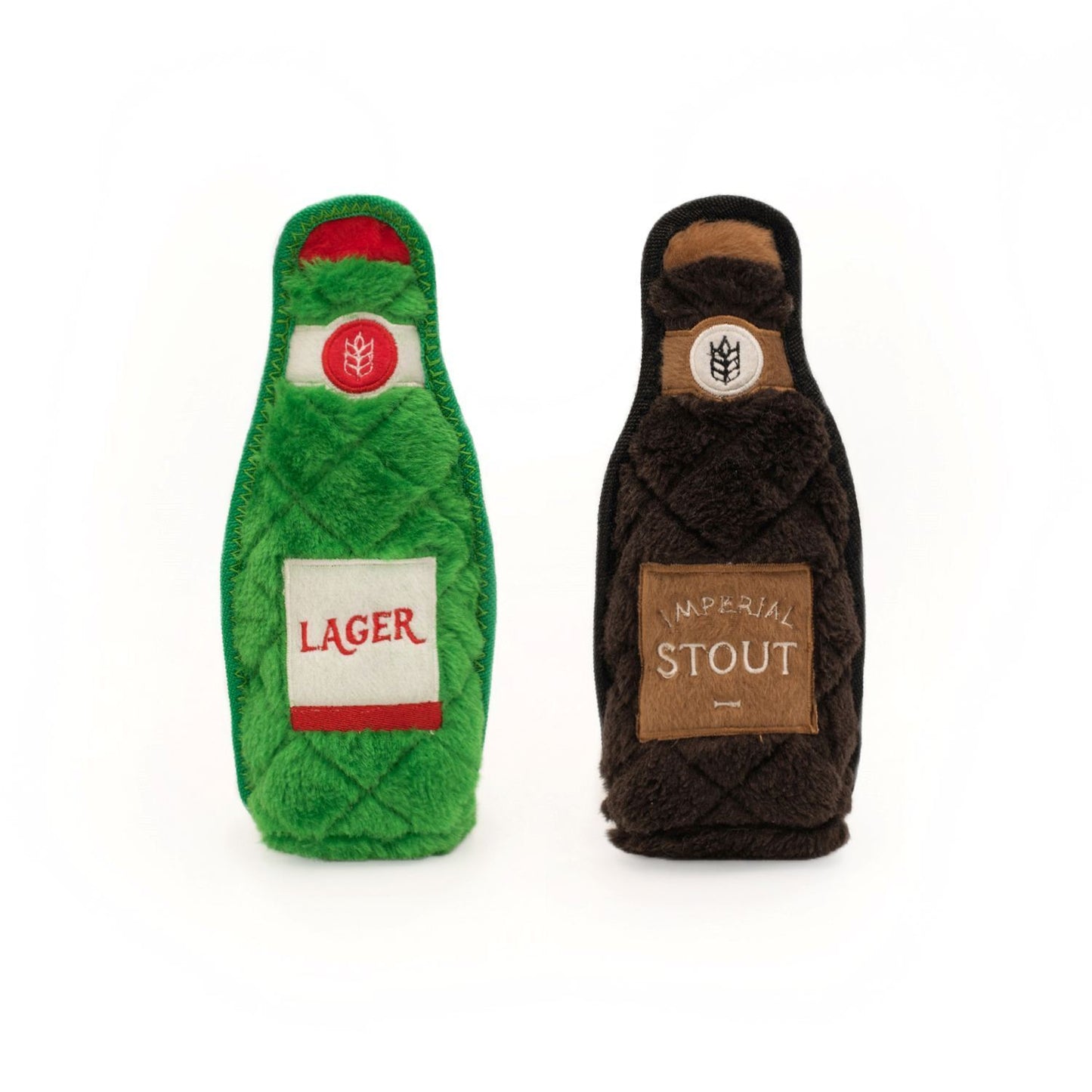 Zippy Paws Z-Stitch Happy Hour Crusherz Squeaker Dog Toy - Lager & Stout 2-Pack Zippy Paws