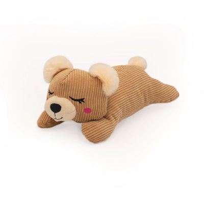 Zippy Paws Snooziez with Silent Shhhqueaker Plush Dog Toy - Bear Zippy Paws