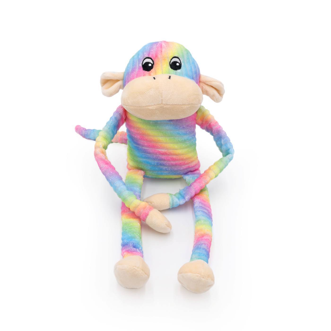 Zippy Paws Spencer the Crinkle Monkey Long Leg Plush Dog Toy - Large Rainbow Zippy Paws