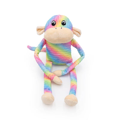 Zippy Paws Spencer the Crinkle Monkey Long Leg Plush Dog Toy - Large Rainbow Zippy Paws