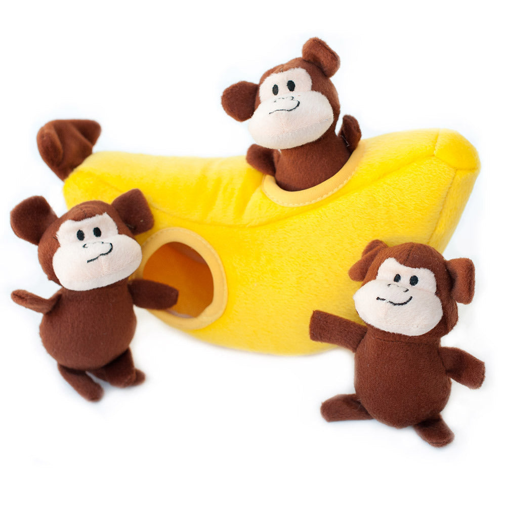 Zippy Paws Interactive Burrow Dog Toy - Monkey 'n Banana Zippy Paws
