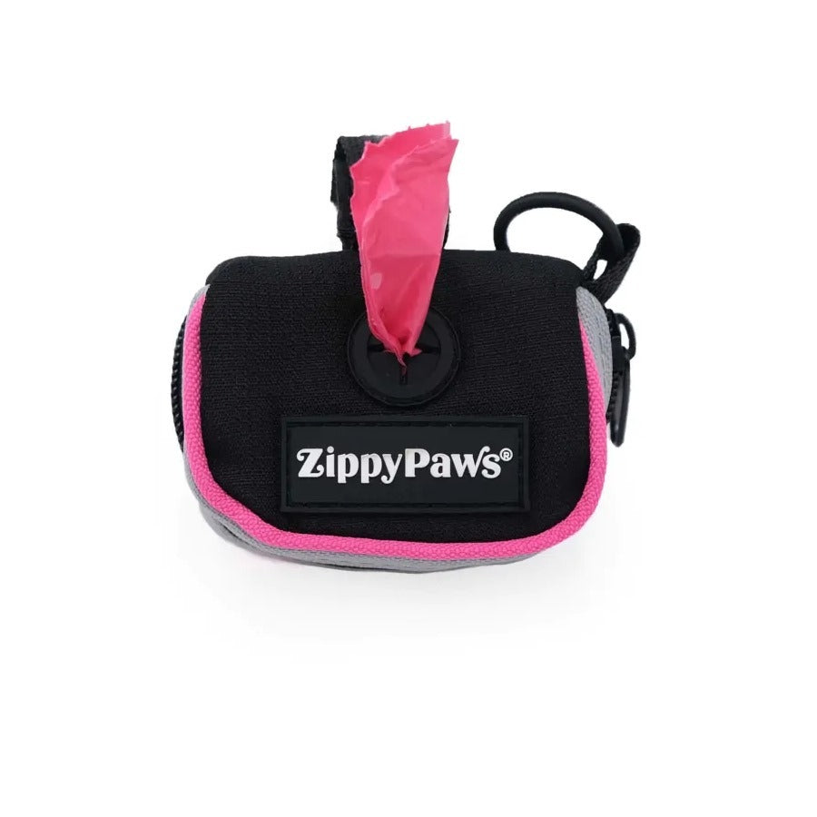 Zippy Paws Adventure Leash Dog Poop Bag Dispenser + BONUS Roll - Hibiscus Pink Zippy Paws