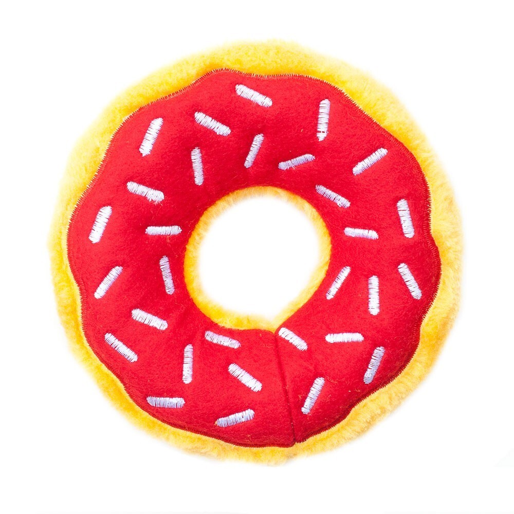 Zippy Paws Donutz Squeaker Dog Toy in a Variety of "Flavours" - Cherry Zippy Paws