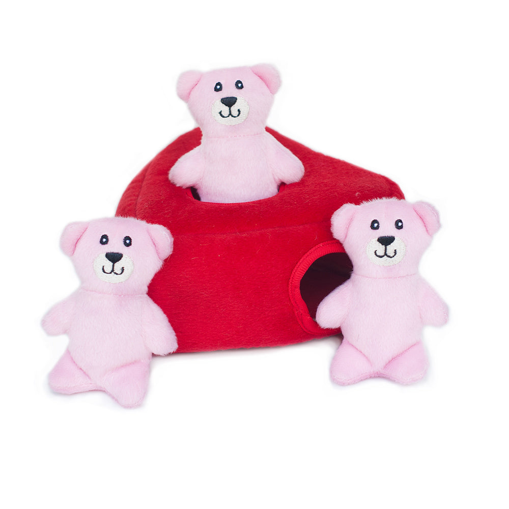 Zippy Paws Burrow Interactive Dog Toy - Heart 'n Bears with 3 Squeaky Bears Zippy Paws