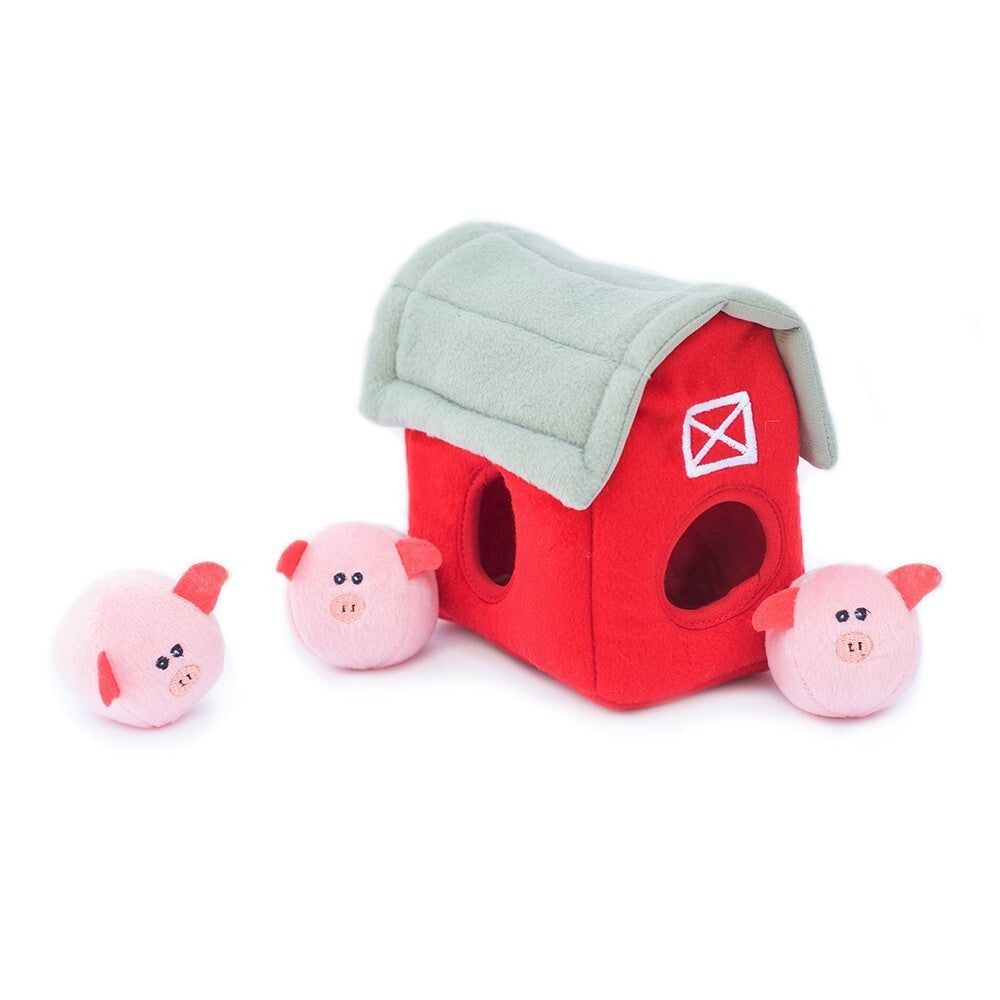 Zippy Paws Burrow Bubble Babiez Interactive Squeaker Dog Toy - Pig Barn Zippy Paws