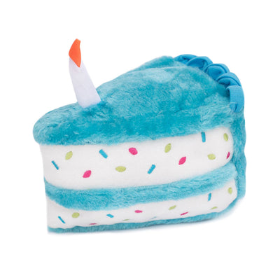 Zippy Paws Plush Birthday Cake with Blaster Squeaker Dog Toy - Blue Zippy Paws