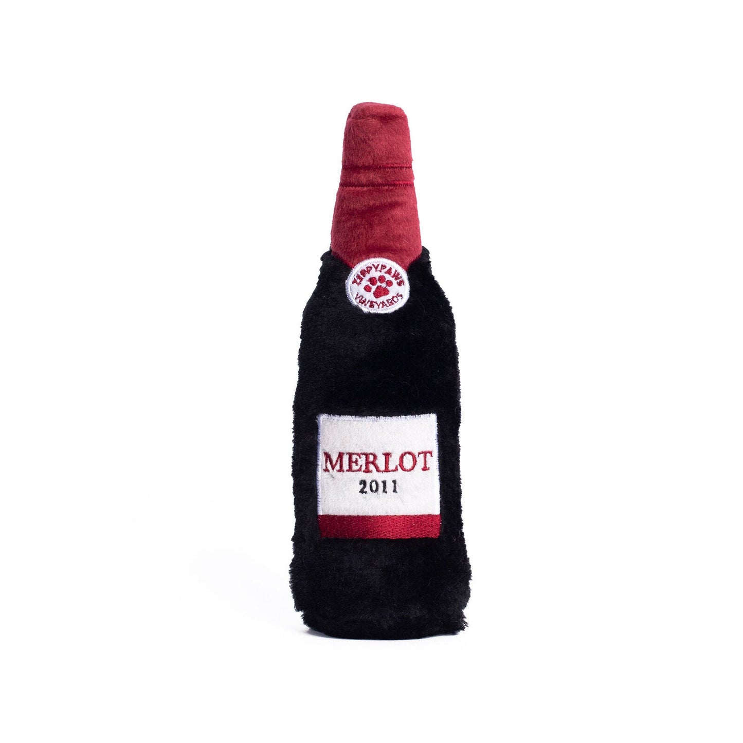 Zippy Paws Happy Hour Crusherz with Replaceable Squeaker Bottle Dog Toy - Merlot Zippy Paws