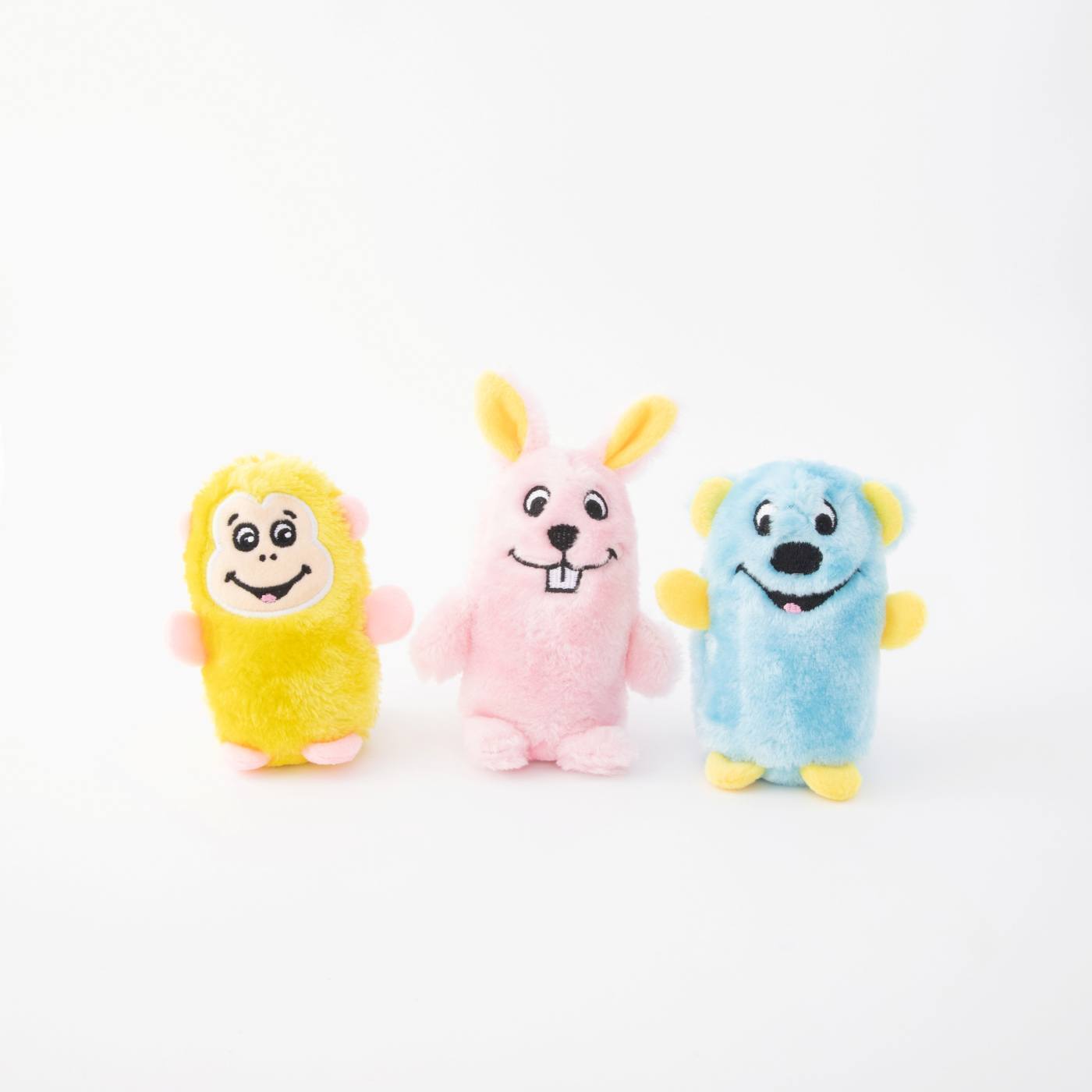 Zippy Paws Squeakie Buddies No Stuffing Small Dog Toy - Bear, Bunny & Monkey Zippy Paws