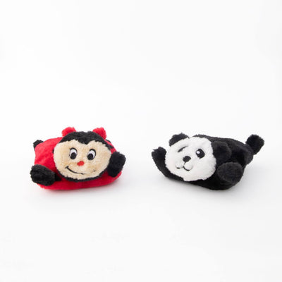 Zippy Paws Squeakie Pads Small Dog Toy - Ladybug & Panda 2-Pack