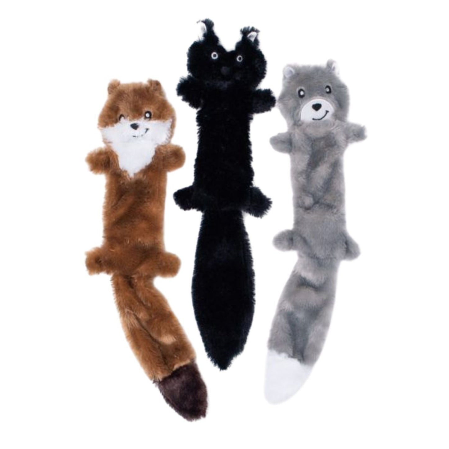 Zippy Paws Skinny Peltz No Stuffing Squeaker Dog Toy- Weasel, Skunk & Wolf 3-Pack Zippy Paws