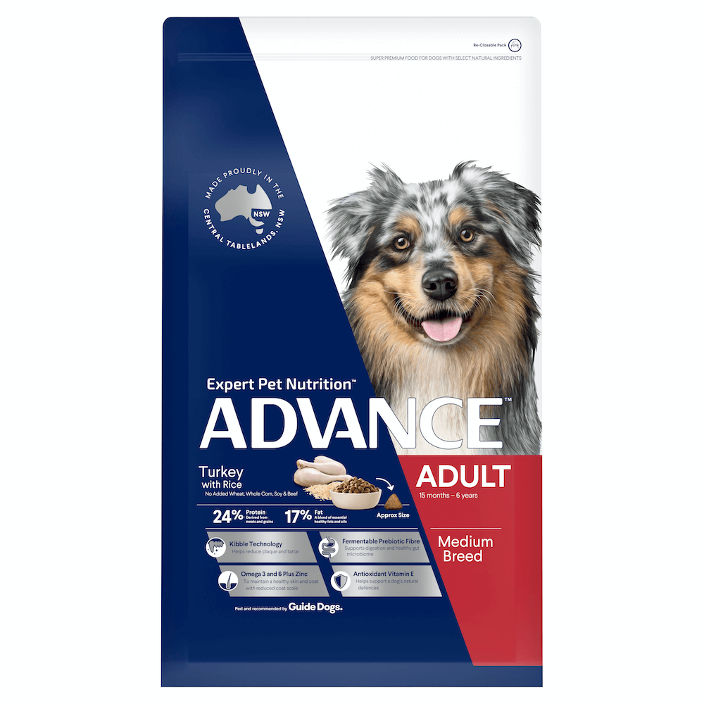 Advance Adult Medium Breed Dry Dog Food with Turkey & Rice - Australian Made
