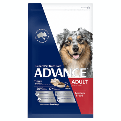 Advance Adult Medium Breed Dry Dog Food with Turkey & Rice - Australian Made