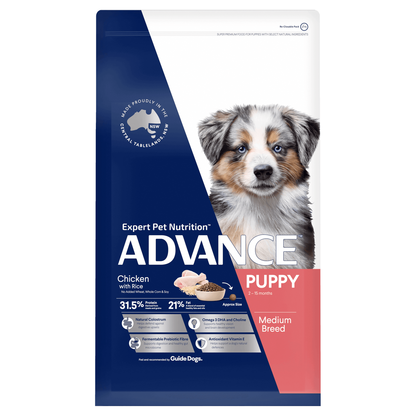 Advance Puppy Medium Breed Dry Dog Food with Chicken & Rice for Growth