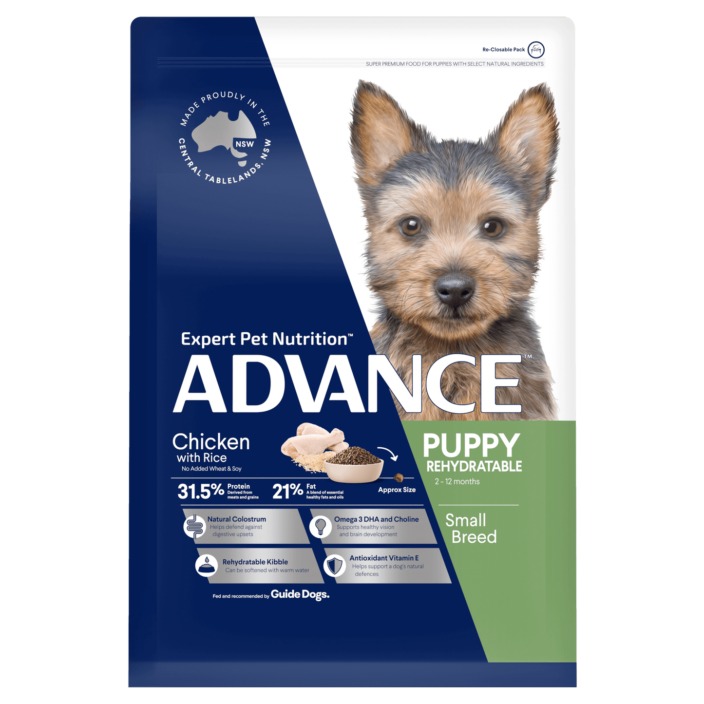 Advance Small Breed Puppy Dry Dog Food Chicken with Rice Rehydratable Formula
