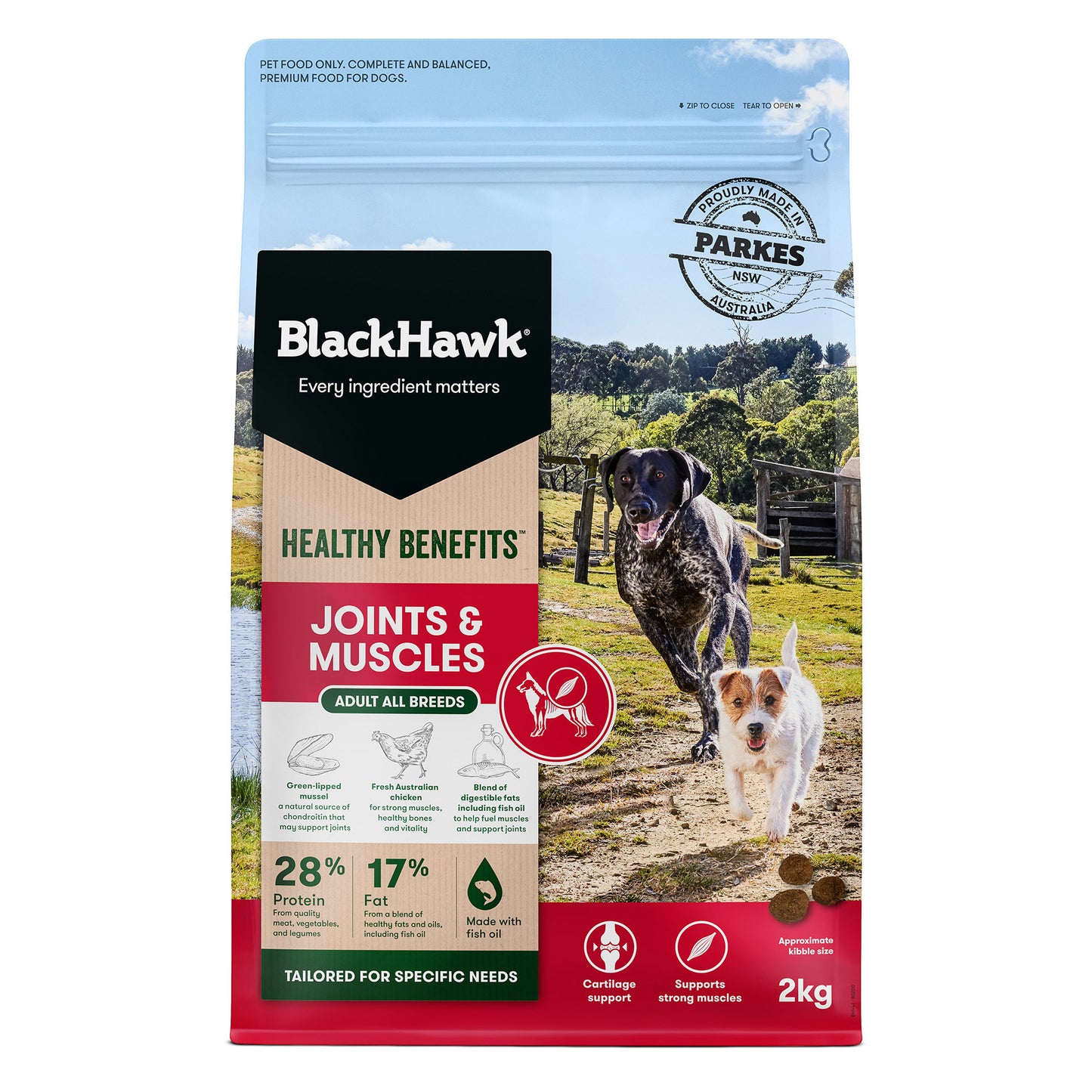 Black Hawk Adult Dog Food: Healthy Joints & Muscles, Chicken, Glucosamine, Chondroitin