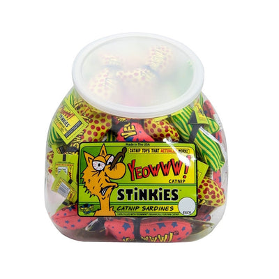 Yeowww! Catnip Cat Toys - Fish Bowl Display with a School of 51 Stinkies Yeowww