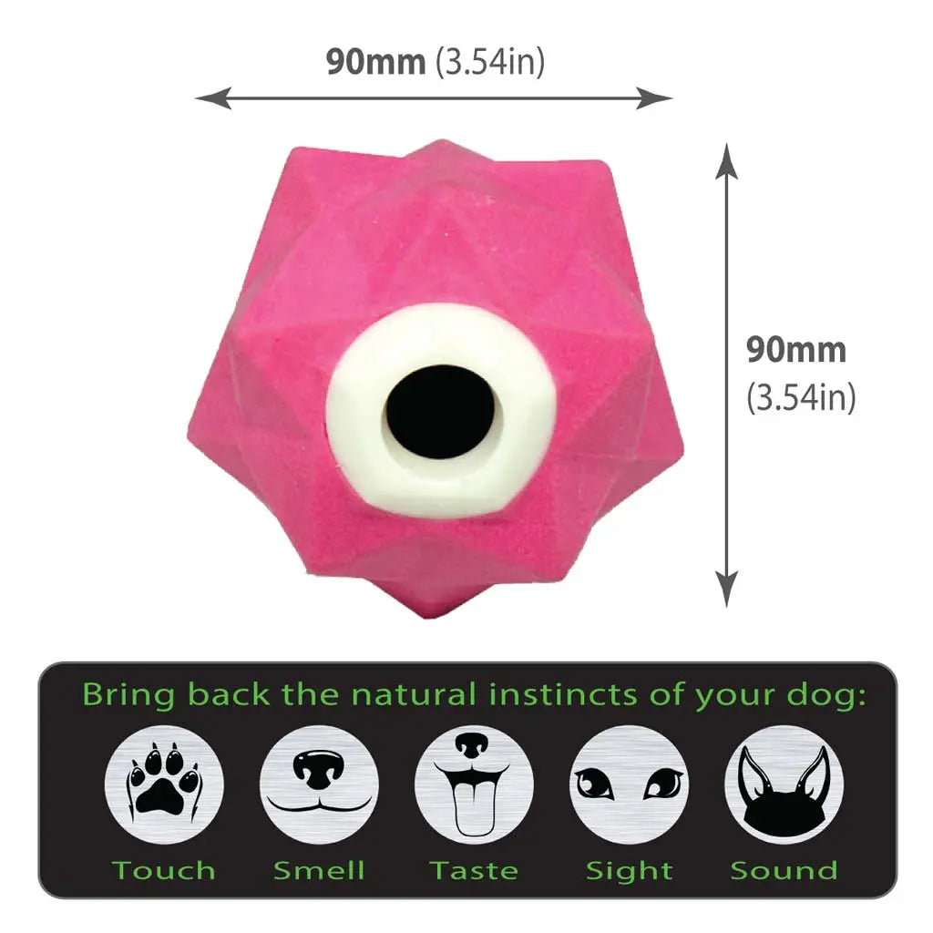 Monster Treat Ball: Durable Pink Rubber Dog Toy for Engaging Play & Treats