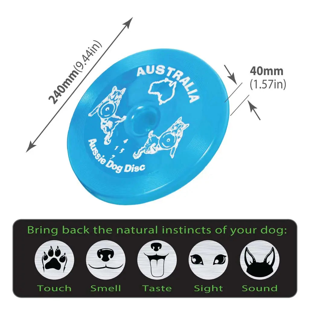 Durable Aussie Dog Blue 'Fly It' Disc for Active Canines, Chew-Resistant Fun