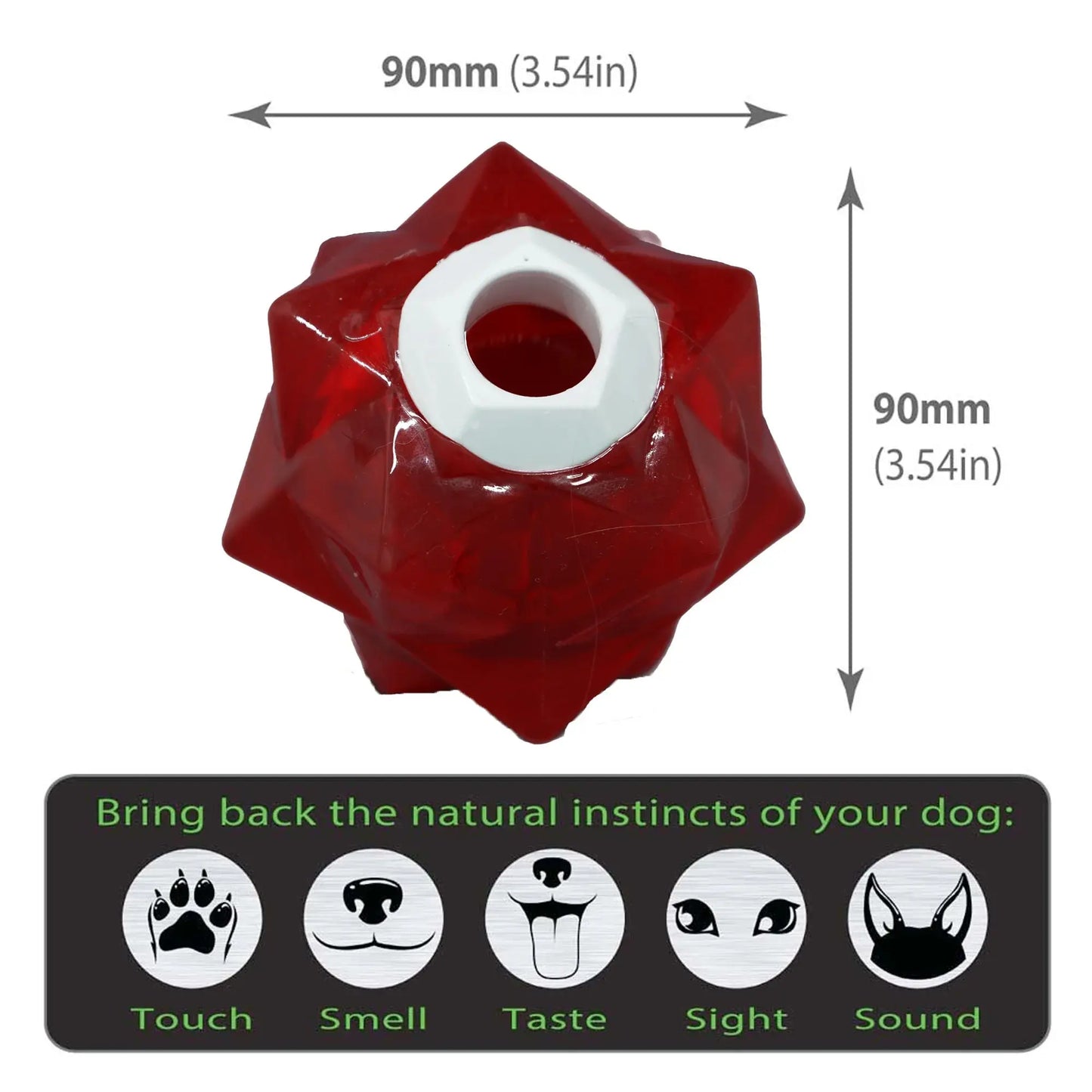Aussie Dog Monster Treat Ball: Durable Red Rubber Enrichment Toy for Dogs