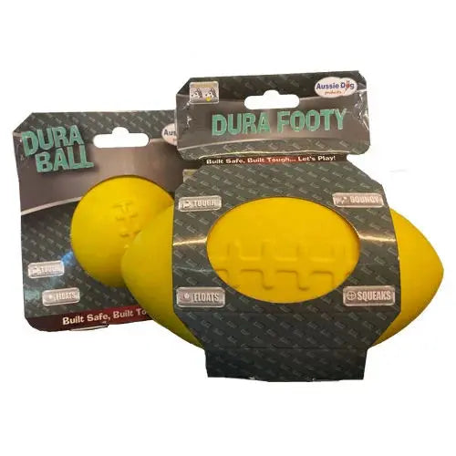 Aussie Dog Dura Footy: Ultra-Durable Rubber Dog Toy for Fetch & Play