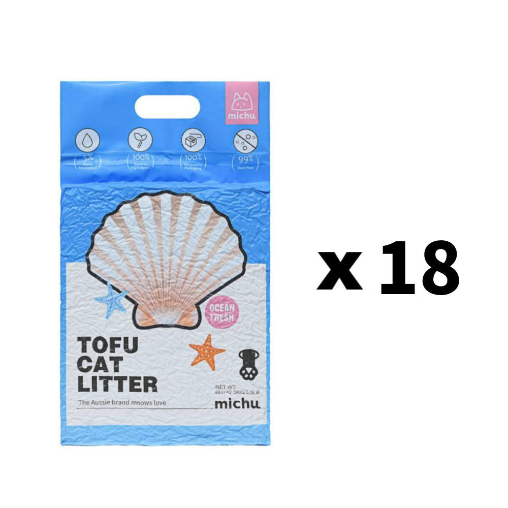 Michu Gen3 Natural Tofu Cat Litter 6L Dust‑Free Clumping